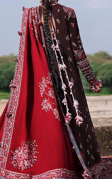 Hussain Rehar Brown Karandi Suit | Pakistani Winter Dresses in USA- Image 2
