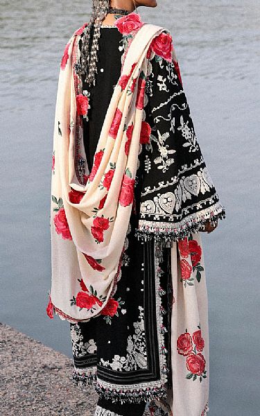 Hussain Rehar Black Karandi Suit | Pakistani Winter Dresses in USA- Image 2