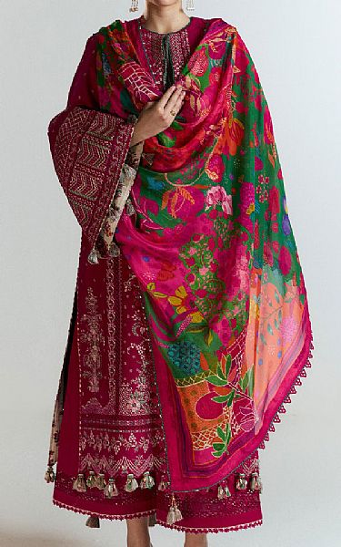 Hussain Rehar Crimson Lawn Suit | Pakistani Lawn Dress in USA- Image 1