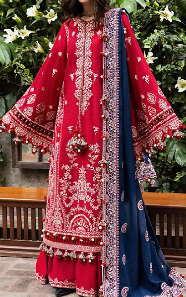 Hussain Rehar Solid Pink Karandi Suit | Pakistani Winter Dresses in USA- Image 1