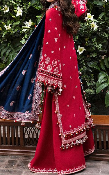 Hussain Rehar Solid Pink Karandi Suit | Pakistani Winter Dresses in USA- Image 2