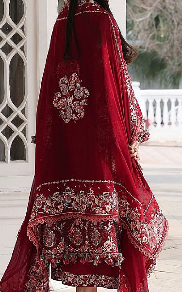 Hussain Rehar Wine Red Lawn Suit | Pakistani Lawn Dress in USA- Image 2