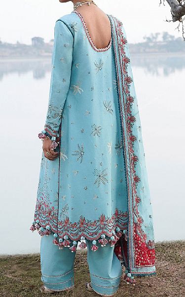 Hussain Rehar Turquoise Lawn Suit | Pakistani Lawn Dress in USA- Image 2