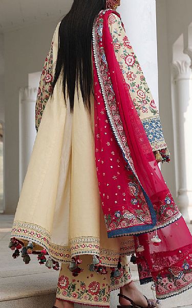 Hussain Rehar Ivory Lawn Suit | Pakistani Lawn Dress in USA- Image 2
