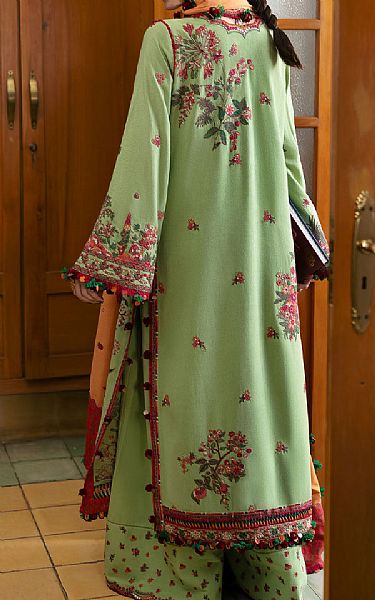Hussain Rehar Pistachio Green Karandi Suit | Pakistani Winter Dresses in USA- Image 2