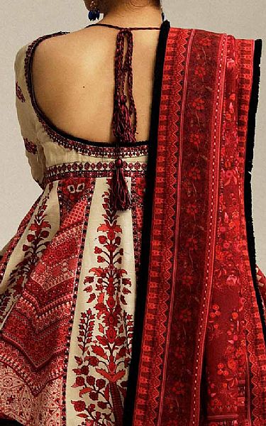 Hussain Rehar Ivory Khaddar Suit | Pakistani Winter Dresses- Image 2