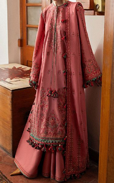 Hussain Rehar Pink Karandi Suit | Pakistani Winter Dresses in USA- Image 1