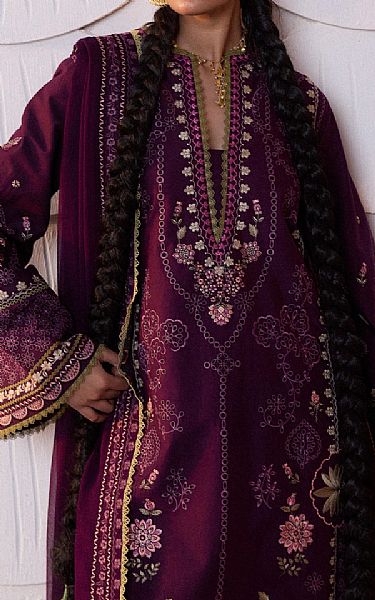 Hussain Rehar Eggplant Lawn Suit | Pakistani Lawn Dress in USA- Image 2