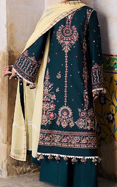 Hussain Rehar Teal Lawn Suit | Pakistani Lawn Dress in USA- Image 2
