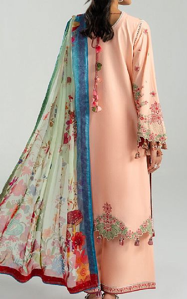 Hussain Rehar Peach Lawn Suit | Pakistani Lawn Dress in USA- Image 2
