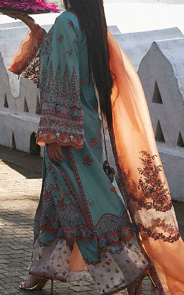 Hussain Rehar Light Turquoise Lawn Suit | Pakistani Lawn Dress in USA- Image 2