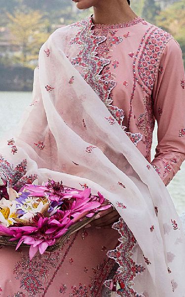 Hussain Rehar Tea Pink Lawn Suit | Pakistani Lawn Dress in USA- Image 2