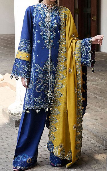 Hussain Rehar Blue Lawn Suit | Pakistani Lawn Dress in USA- Image 1