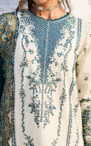 Hussain Rehar Off-white Lawn Suit | Pakistani Lawn Dress in USA- Image 2