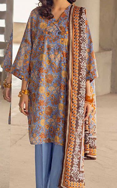 Gul Ahmed Cornflower Blue Cambric Suit | Pakistani Lawn Suits- Image 1