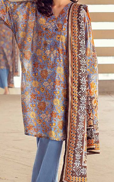 Gul Ahmed Cornflower Blue Cambric Suit | Pakistani Lawn Suits- Image 2