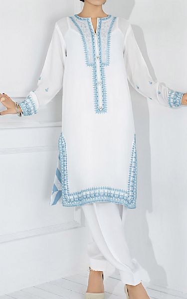 Ilaha White Grip Suit (2 Pcs) | Pakistani Dresses in USA- Image 1