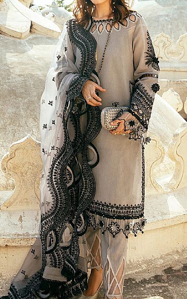 Grey Karandi Suit | Pakistani Pret Wear Clothing by Ilaha