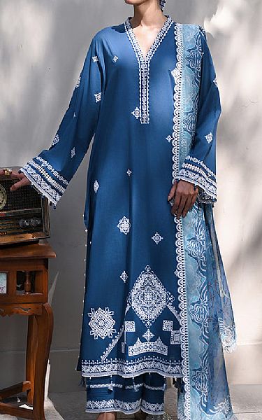 Image Teal Blue Lawn Suit | Pakistani Lawn Dress in USA- Image 1