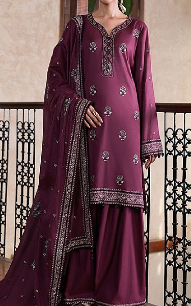 Image Plum Cotton Suit | Pakistani Lawn Dress in USA- Image 1