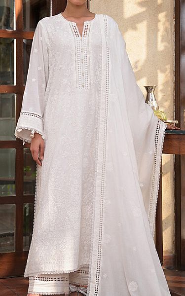 Image White Cotton Suit | Pakistani Lawn Dress in USA- Image 1