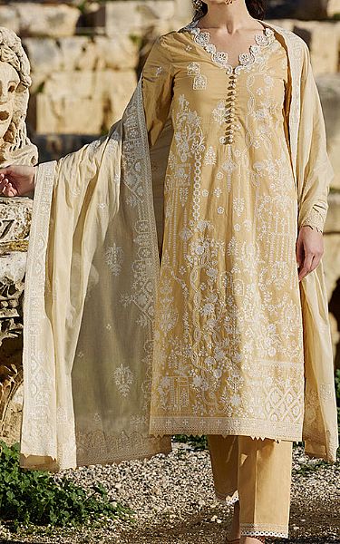 Image Sand Gold Lawn Suit | Pakistani Lawn Dress in USA- Image 1