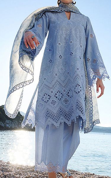 Image Cornflower Blue Lawn Suit | Pakistani Lawn Dress in USA- Image 1