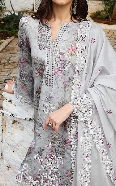 Image Grey Cotton Suit | Pakistani Lawn Dress in USA- Image 2