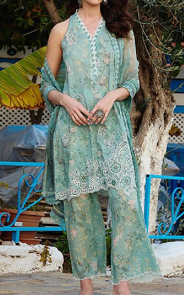 Image Sea Green Cotton Suit | Pakistani Lawn Dress in USA- Image 1