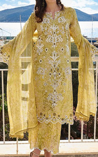 Image Lime Green Cotton Suit | Pakistani Lawn Dress in USA- Image 1