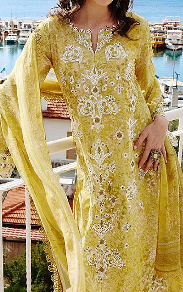 Image Lime Green Cotton Suit | Pakistani Lawn Dress in USA- Image 2
