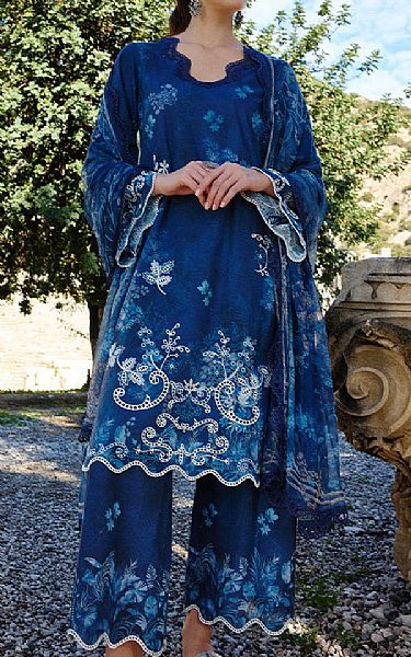 Image Blue Cotton Suit | Pakistani Lawn Dress in USA- Image 1