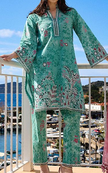 Image Sea Green Cotton Suit | Pakistani Lawn Dress in USA- Image 1