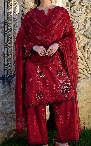 Image Maroon Cotton Suit | Pakistani Lawn Dress in USA- Image 1