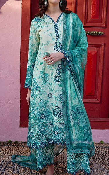 Image Sea Green Cotton Suit | Pakistani Lawn Dress in USA- Image 1