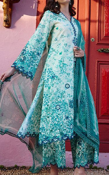 Image Sea Green Cotton Suit | Pakistani Lawn Dress in USA- Image 2