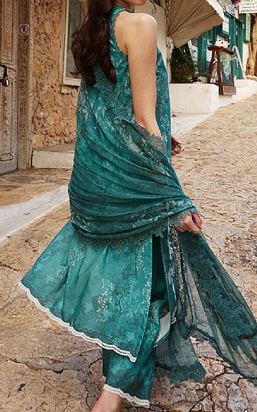 Image Teal Cotton Suit | Pakistani Lawn Dress in USA- Image 2