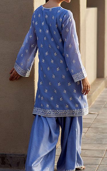 Image Dusky Blue Silk Suit | Pakistani Embroidered Chiffon Dresses USA- Image 2