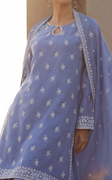 Image Dusky Blue Silk Suit | Pakistani Embroidered Chiffon Dresses USA- Image 3
