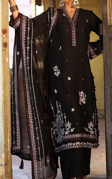 Image Black Silk Suit | Pakistani Embroidered Chiffon Dresses USA- Image 1
