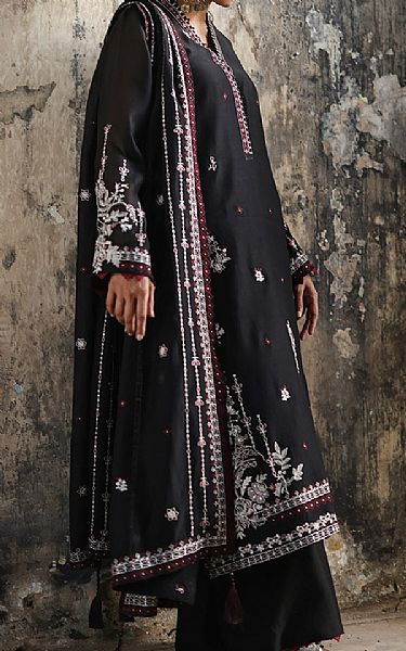 Image Black Silk Suit | Pakistani Embroidered Chiffon Dresses USA- Image 2