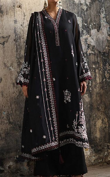 Image Black Silk Suit | Pakistani Embroidered Chiffon Dresses USA- Image 3