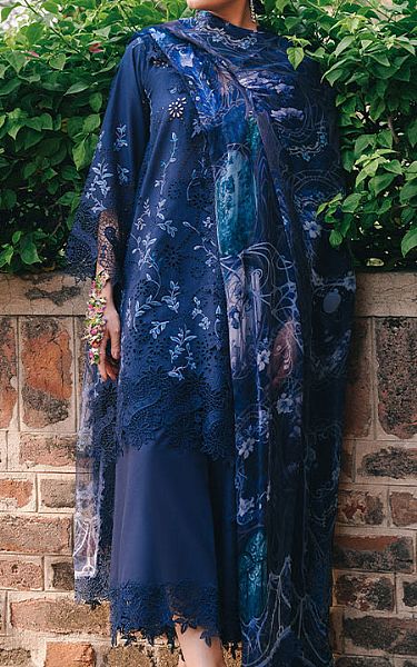Image Navy Blue Lawn Suit | Pakistani Lawn Dress in USA- Image 1
