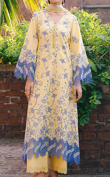 Image Yellow/Blue Lawn Suit | Pakistani Lawn Dress in USA- Image 1