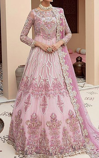 Imrozia Baby Pink Net Suit | Pakistani Dresses in USA- Image 1