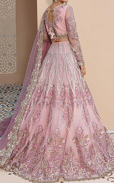 Imrozia Baby Pink Net Suit | Pakistani Wedding Dresses- Image 2