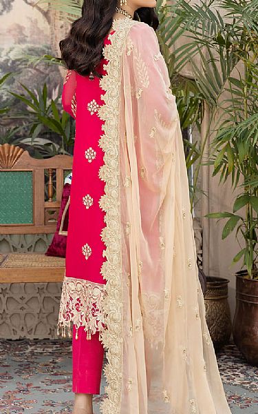 Imrozia Cerise Pink Chiffon Suit | Pakistani Embroidered Chiffon Dresses- Image 2