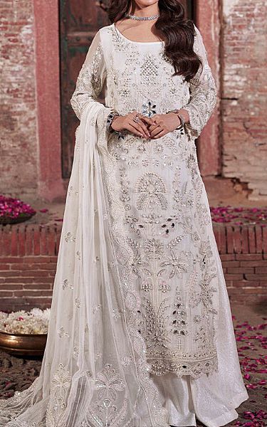 Imrozia Off-white Organza Suit | Pakistani Embroidered Chiffon Dresses USA- Image 1