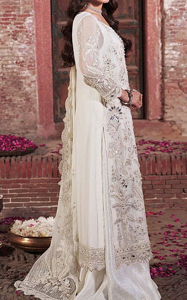Imrozia Off-white Organza Suit | Pakistani Embroidered Chiffon Dresses USA- Image 2