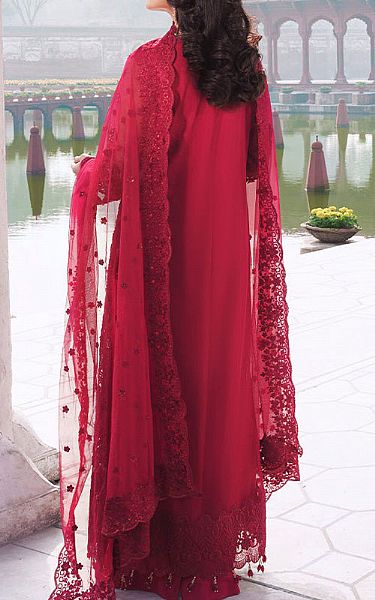 Imrozia Wine Red Net Suit | Pakistani Embroidered Chiffon Dresses USA- Image 3